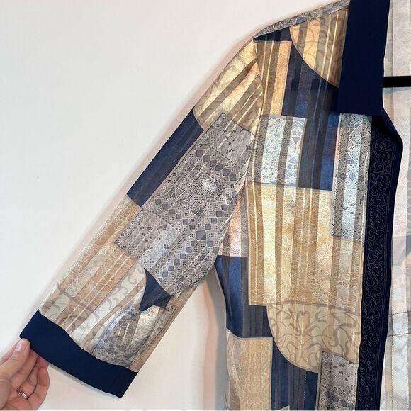 R & M Richards 3/4 Sleeve Embroidered Detailing Metallic Lace Cardigan Sz 10 - Picture 6 of 7